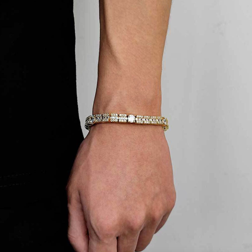 Round & Square CZ Tennis Bracelet for Men – Iced Hip Hop Style 6mm