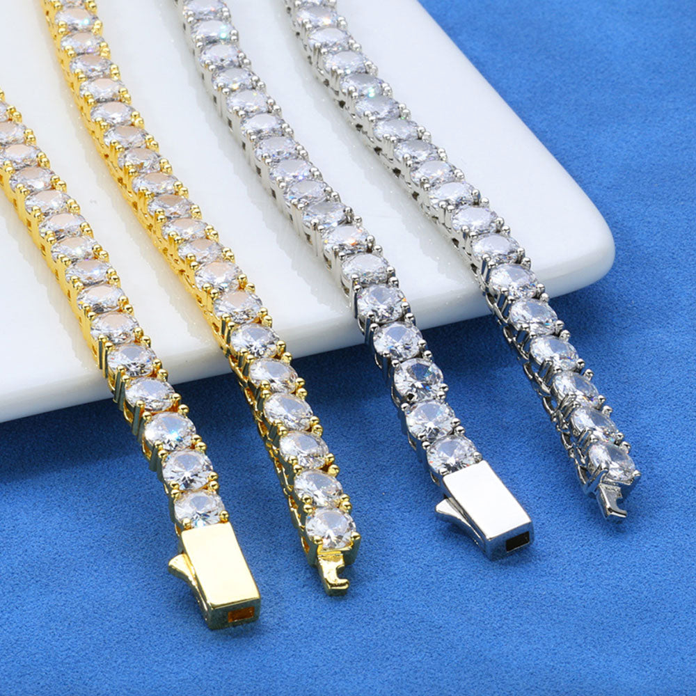 Round Cut Tennis Bracelet – Iced Out CZ Chain 3mm-5mm