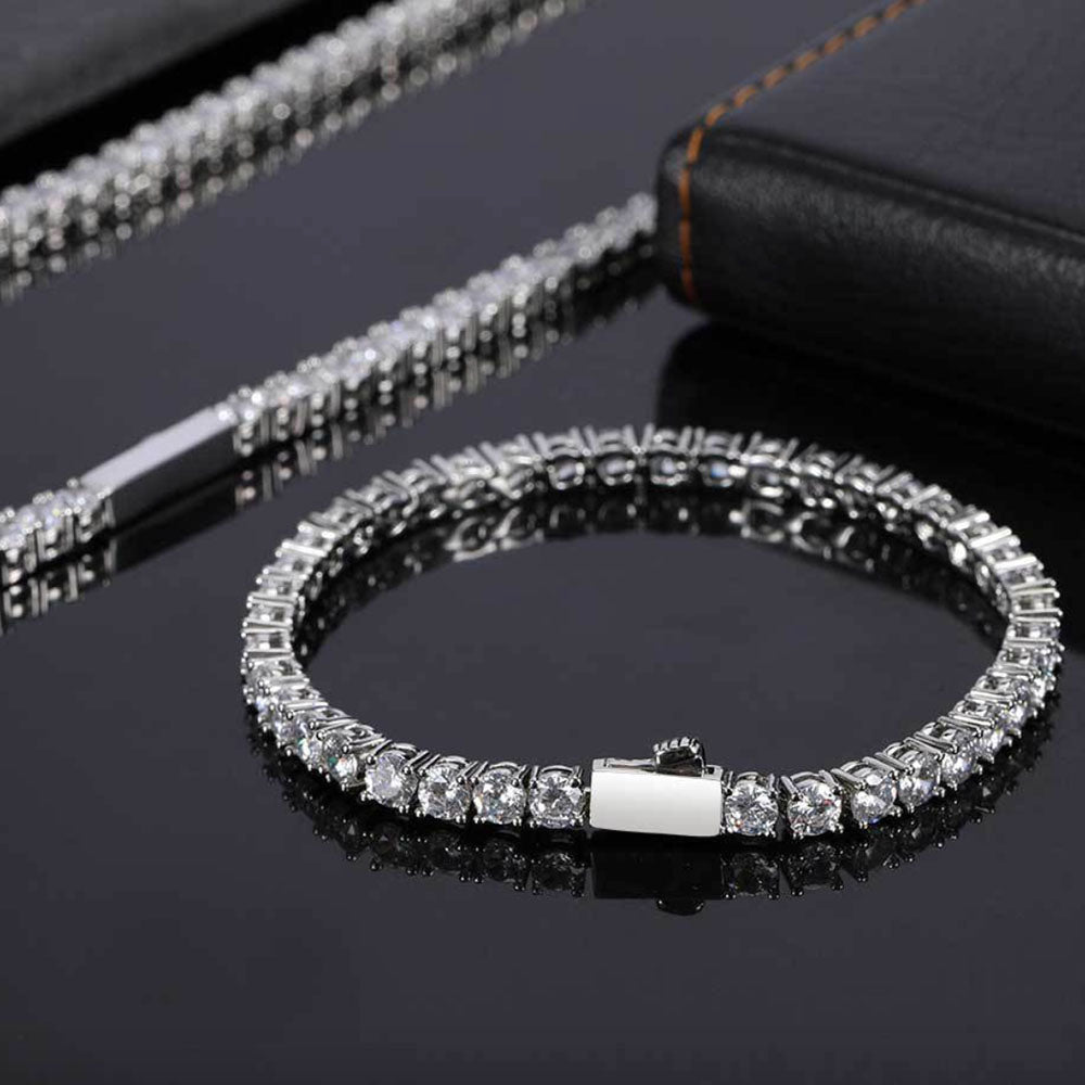 Round Cut Tennis Bracelet – Iced Out CZ Chain 3mm-5mm