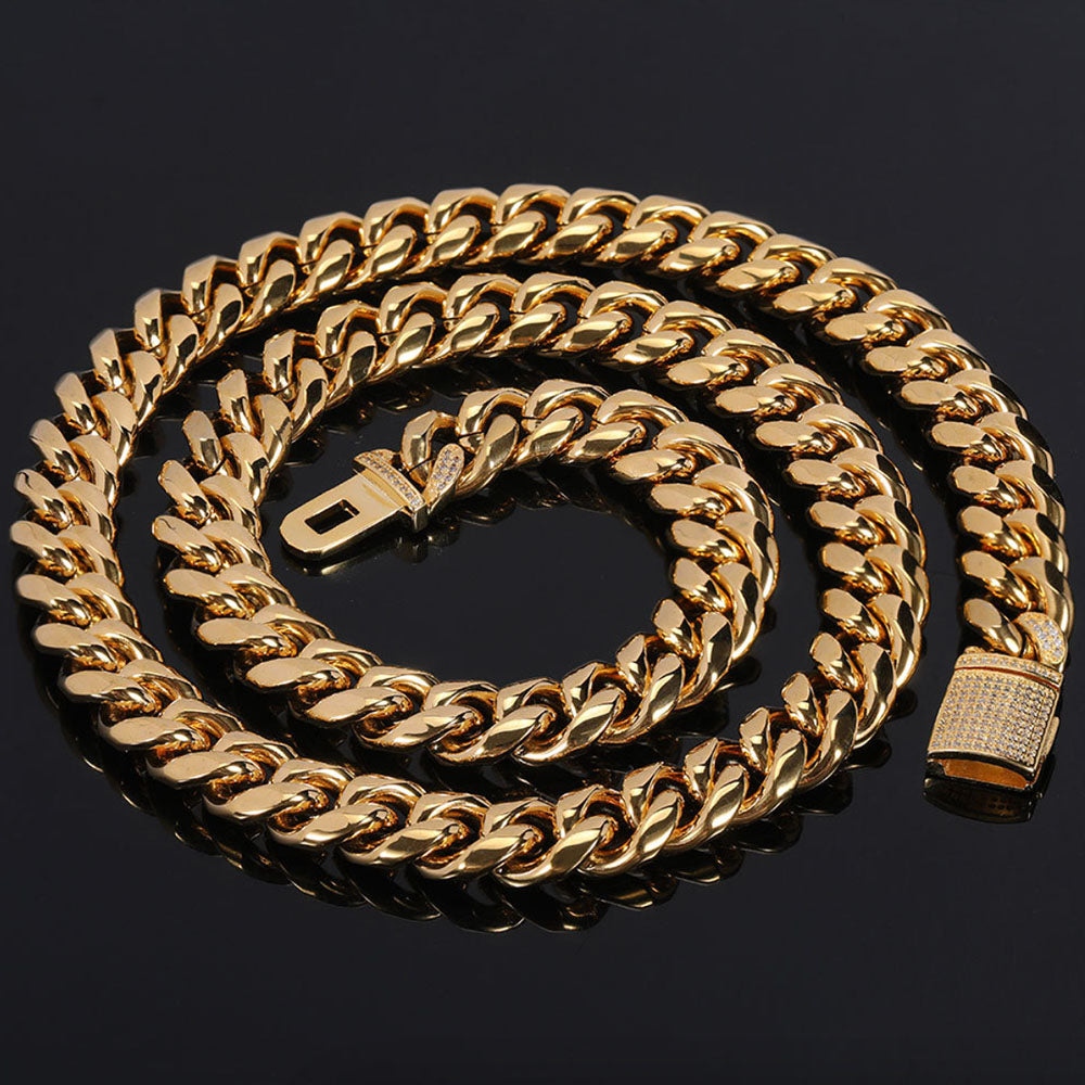 Men’s Stainless Steel Cuban Link Chain | Hip Hop CZ Pavé Clasp