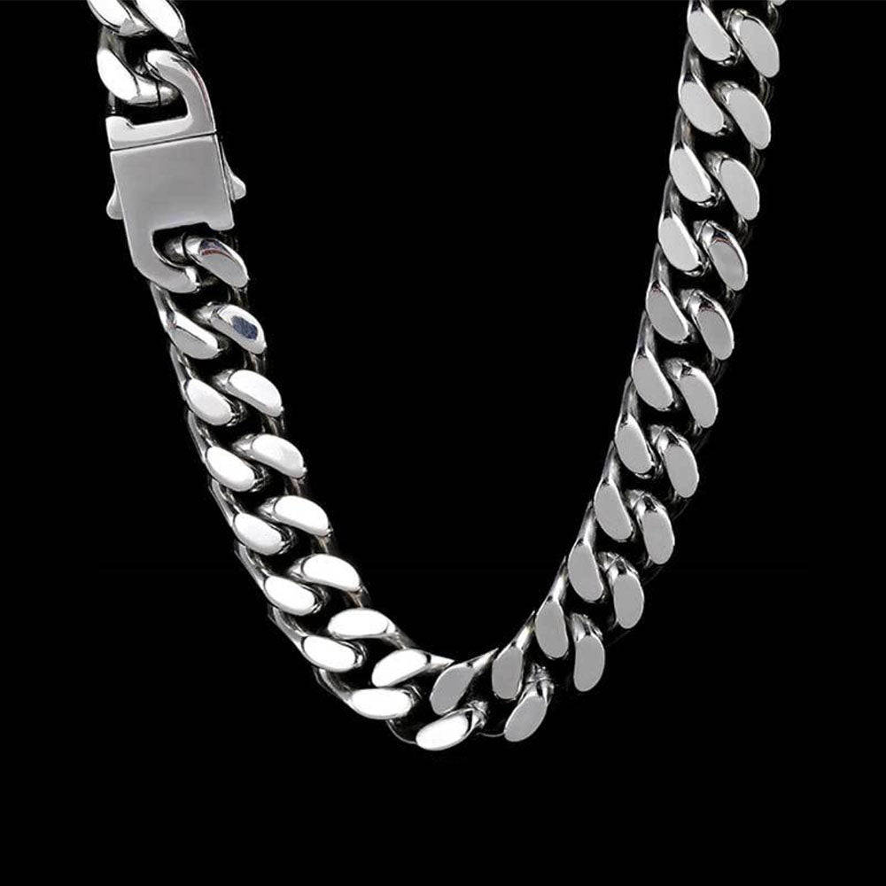 Stainless Steel Flat Cuban Link Chain for Men 5mm-15mm
