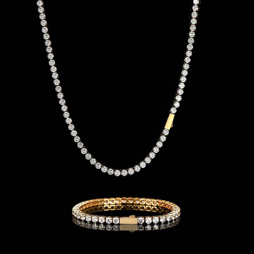 Stainless Steel Iced Out CZ Tennis Chain Necklace 4mm