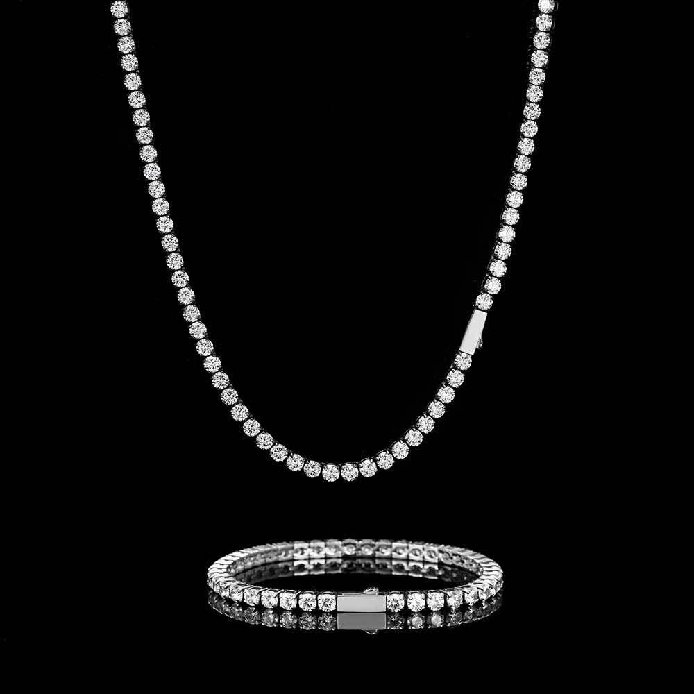 Stainless Steel Iced Out CZ Tennis Chain Necklace 4mm