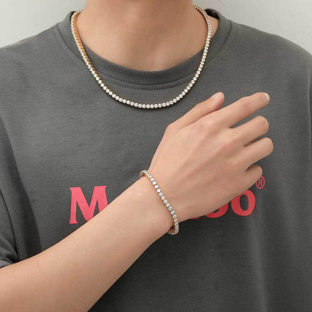 Stainless Steel Iced Out CZ Tennis Chain Necklace 4mm