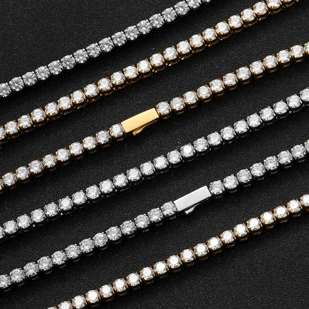 Stainless Steel Iced Out CZ Tennis Chain Necklace 4mm
