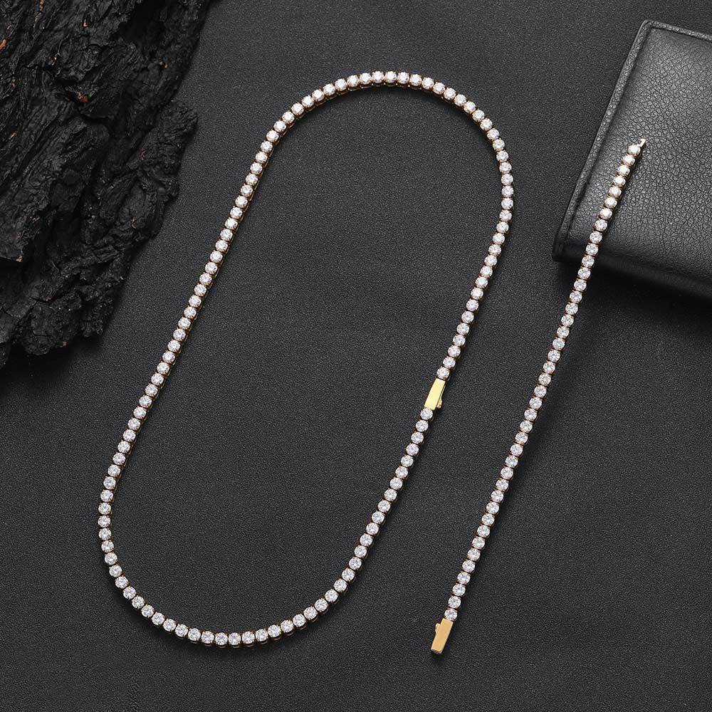 Stainless Steel Iced Out CZ Tennis Chain Necklace 4mm
