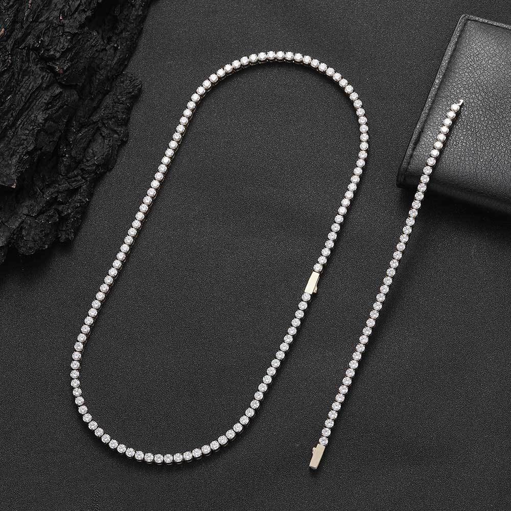 Stainless Steel Iced Out CZ Tennis Chain Necklace 4mm