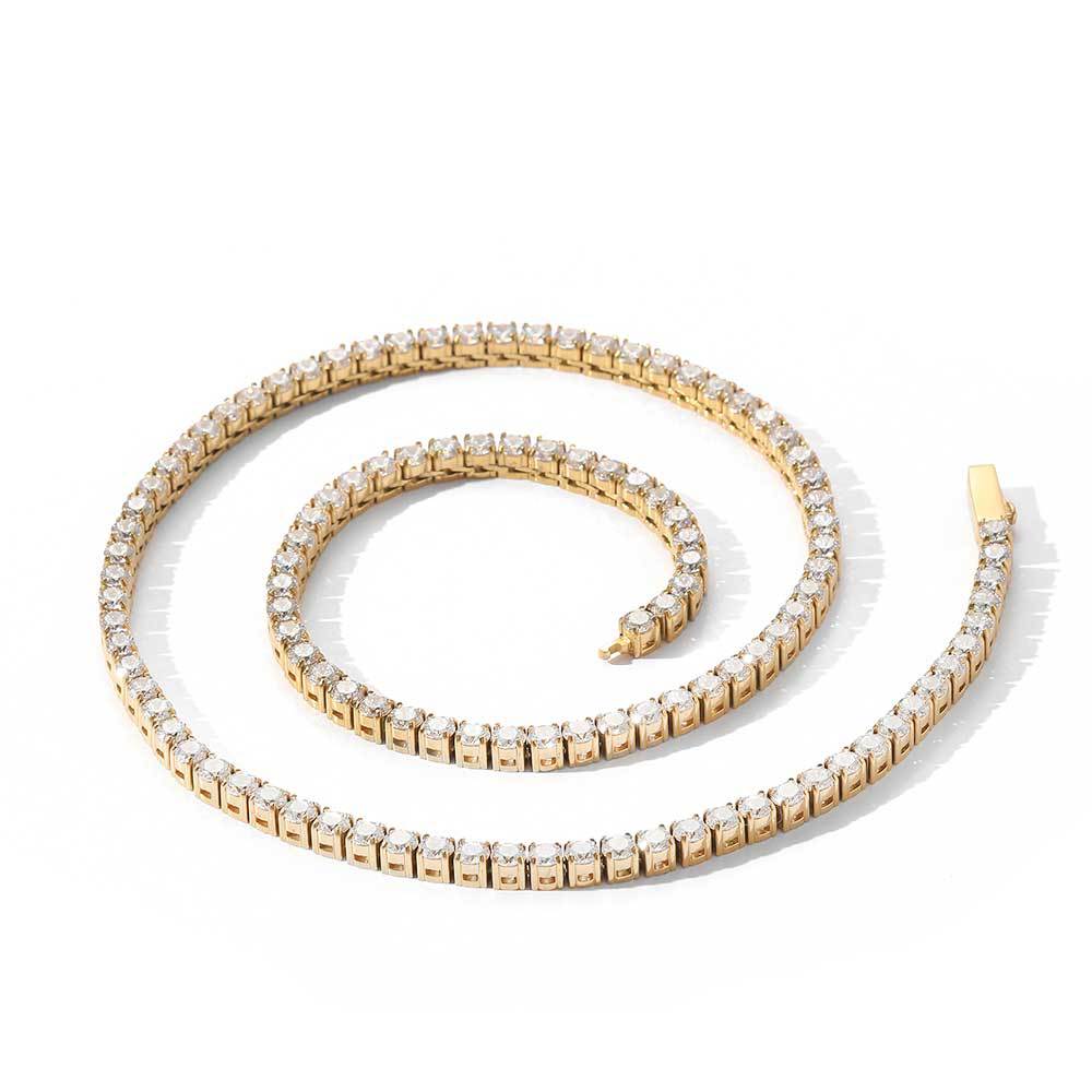 Stainless Steel Iced Out CZ Tennis Chain Necklace 4mm