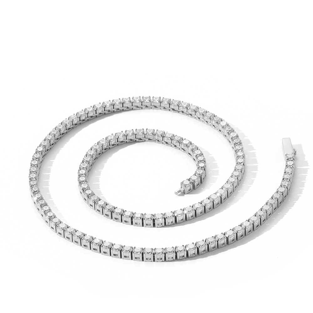 Stainless Steel Iced Out CZ Tennis Chain Necklace 4mm