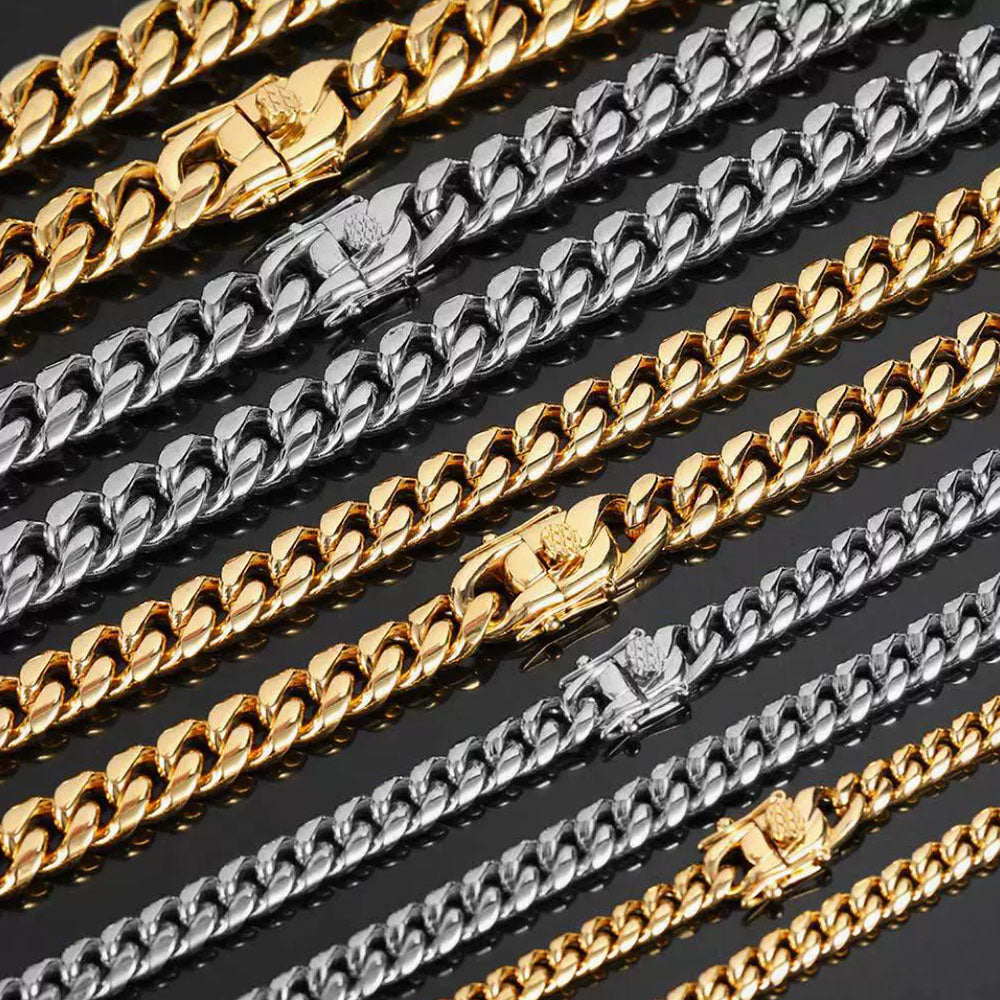Stainless Steel Cuban Link Bracelet for Men 6mm-18mm
