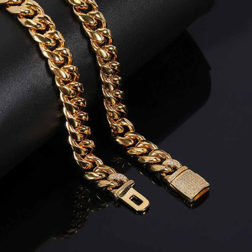 Men’s Stainless Steel Cuban Link Chain | Hip Hop CZ Pavé Clasp