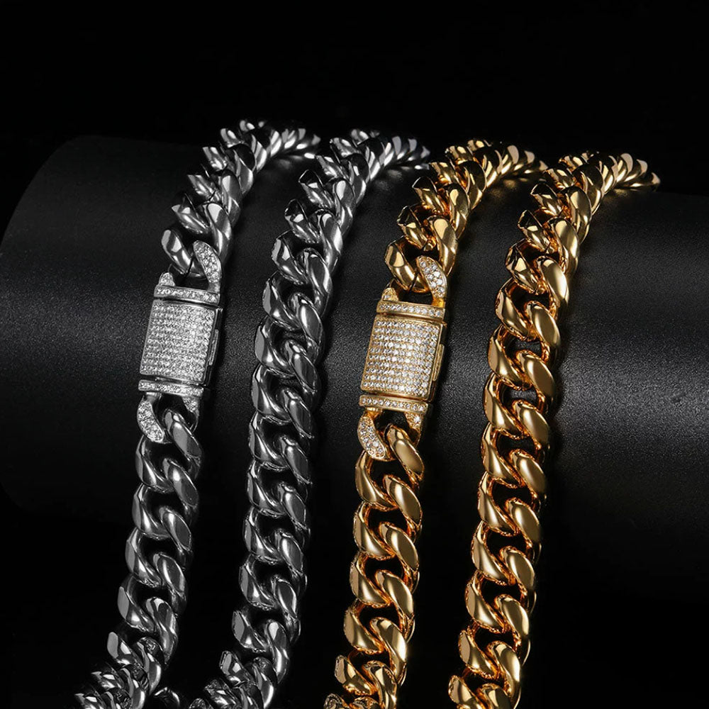 Men’s Stainless Steel Cuban Link Chain | Hip Hop CZ Pavé Clasp