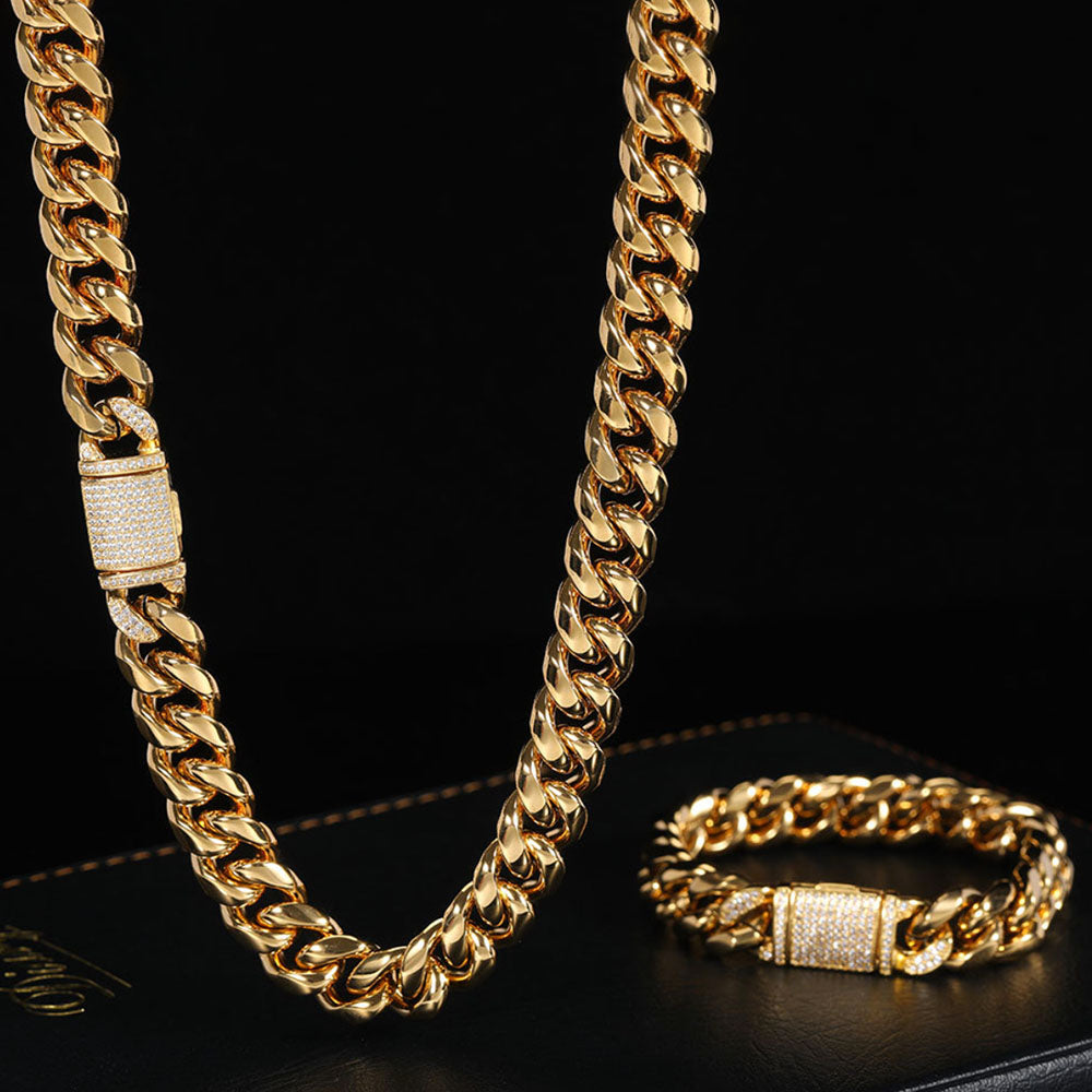 Men’s Stainless Steel Cuban Link Chain | Hip Hop CZ Pavé Clasp