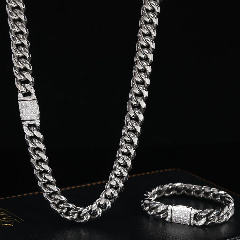 Men’s Stainless Steel Cuban Link Chain | Hip Hop CZ Pavé Clasp