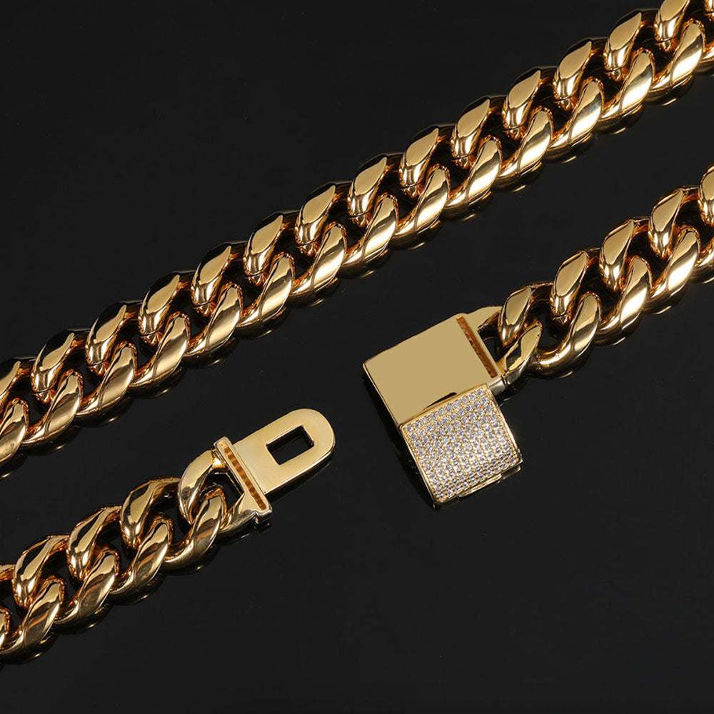 Men’s Stainless Steel Cuban Link Chain | Hip Hop CZ Pavé Clasp