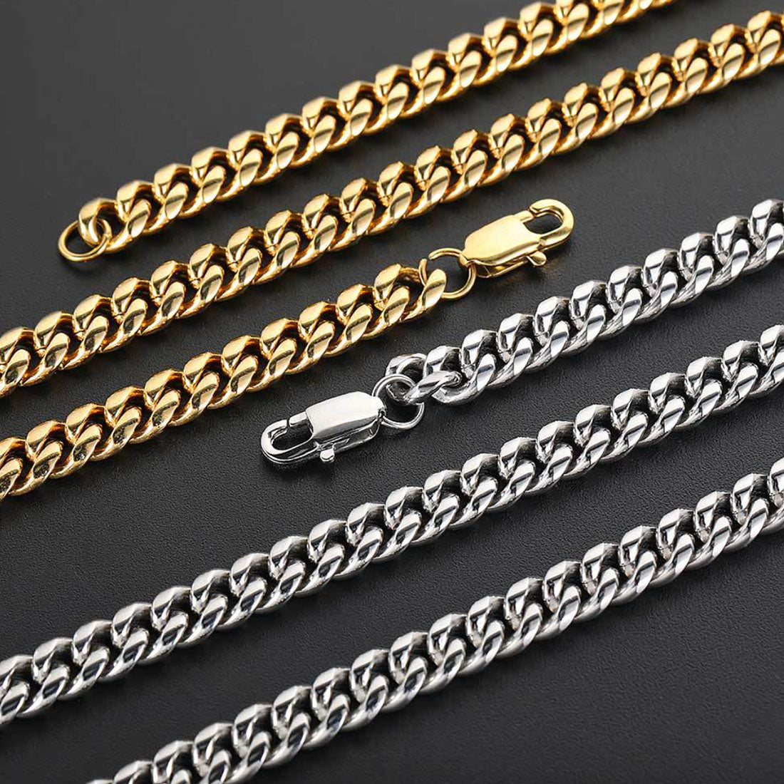 Stainless Steel Cuban Link Chain Bracelet for Men