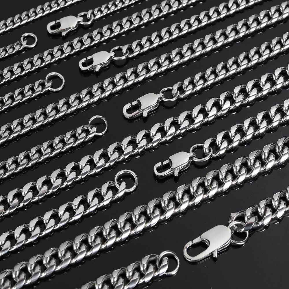 Stainless Steel Cuban Link Chain Bracelet for Men