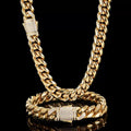Stainless Steel Cuban Link Chain for Men | CZ-Inlaid Clasp 10mm-12mm