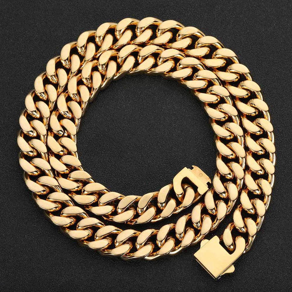 Stainless Steel Flat Cuban Link Chain for Men 5mm-15mm