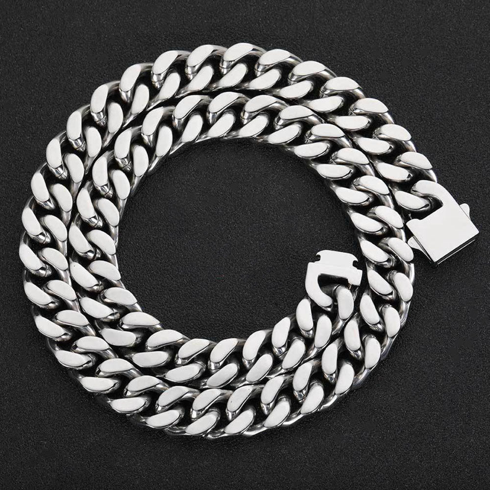 Stainless Steel Flat Cuban Link Chain for Men 5mm-15mm