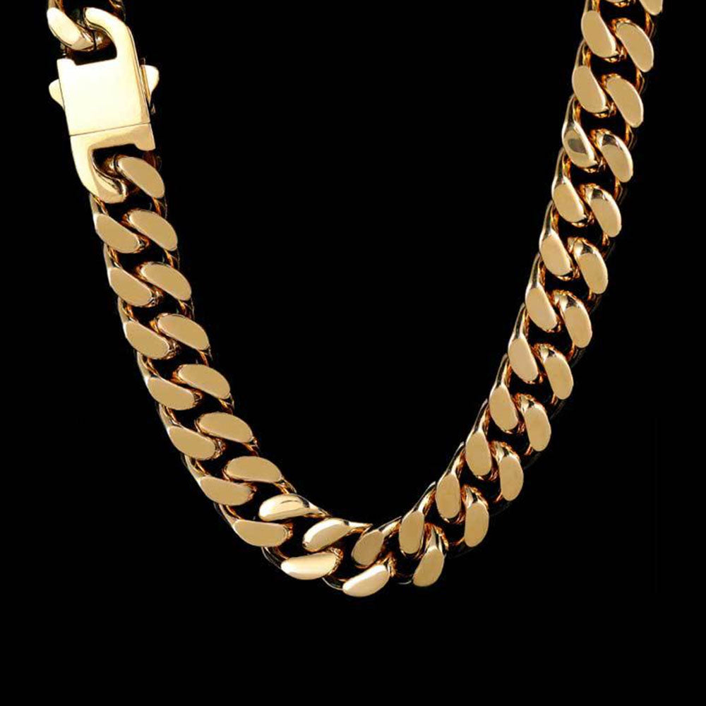 Stainless Steel Flat Cuban Link Chain for Men 5mm-15mm