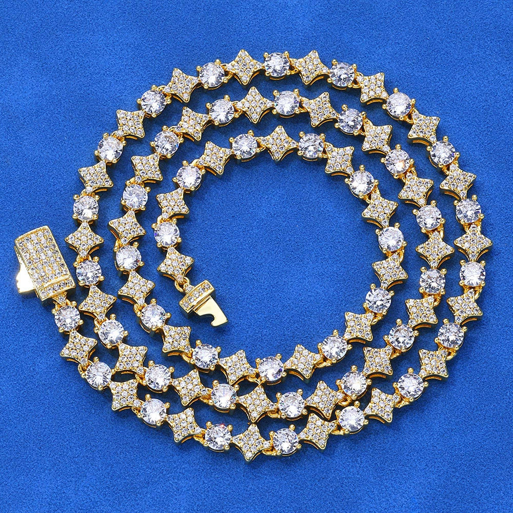Star Link Tennis Chain Necklace – CZ Iced Statement Chain 6mm