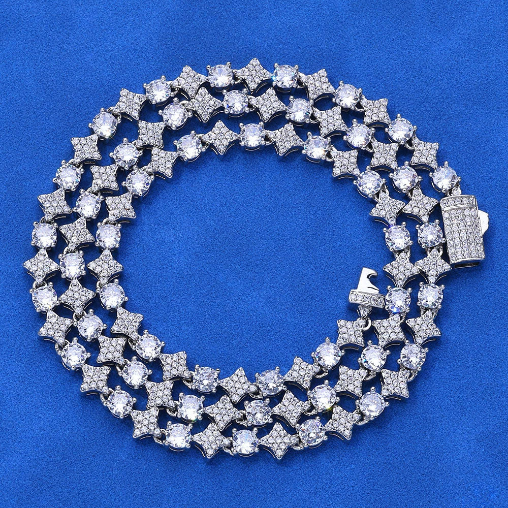 Star Link Tennis Chain Necklace – CZ Iced Statement Chain 6mm