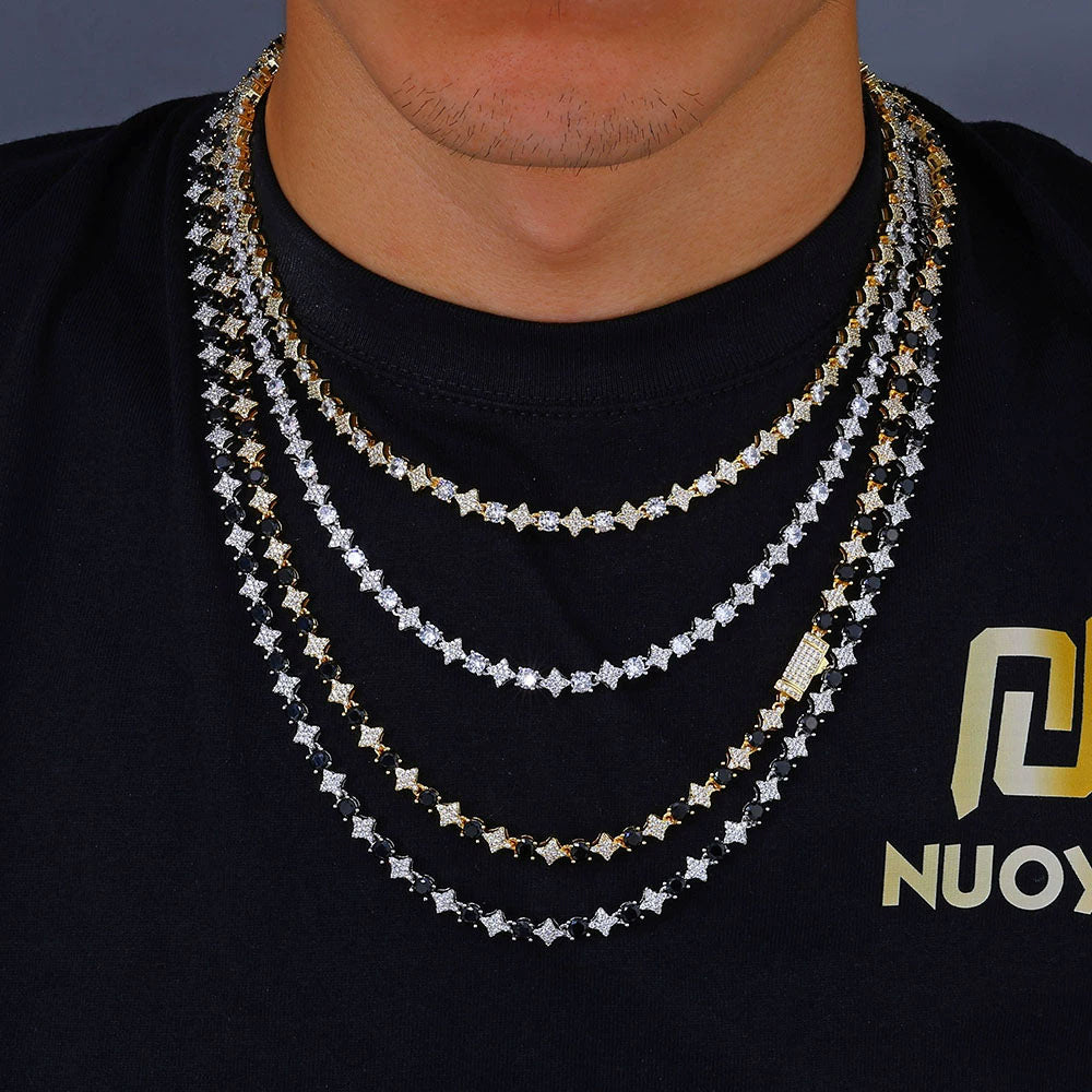 Star Link Tennis Chain Necklace – CZ Iced Statement Chain 6mm