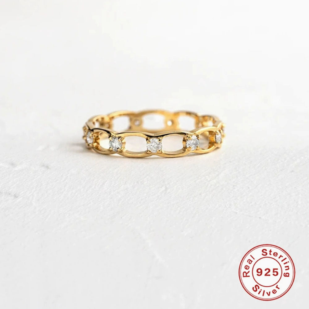 Sterling Silver CZ Chain Link Ring