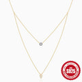 Sterling Silver CZ Hamsa Layered Necklace