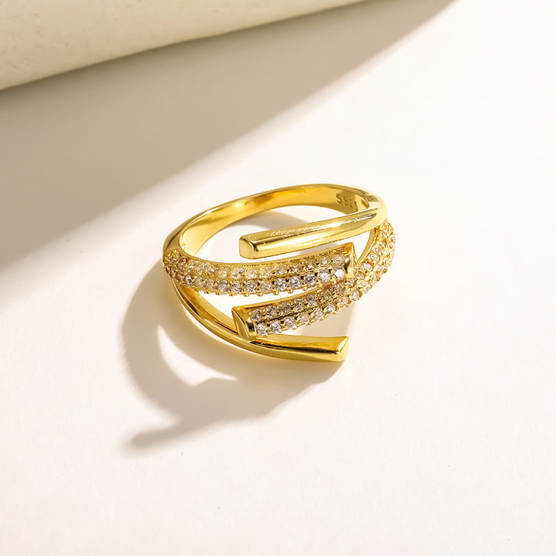 Sterling Silver CZ Pavé Crossover Ring