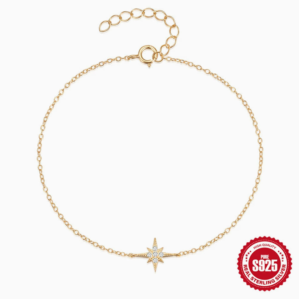 Sterling Silver CZ Star Charm Bracelet