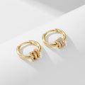Sterling Silver CZ Triple-Ring Huggie Hoop Earrings