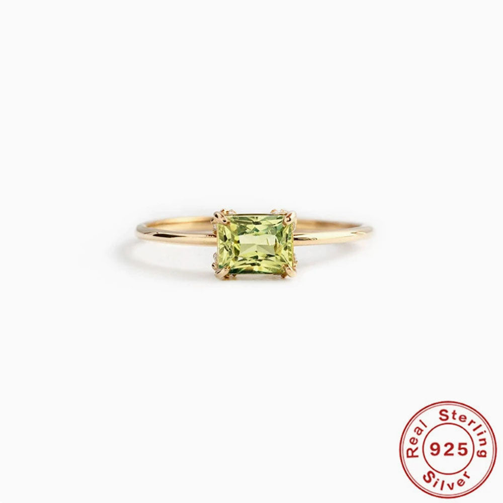 Sterling Silver Green CZ Solitaire Ring