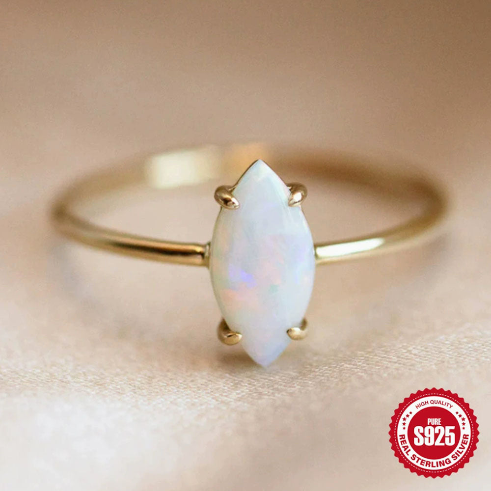 Sterling Silver Opal Marquise Ring