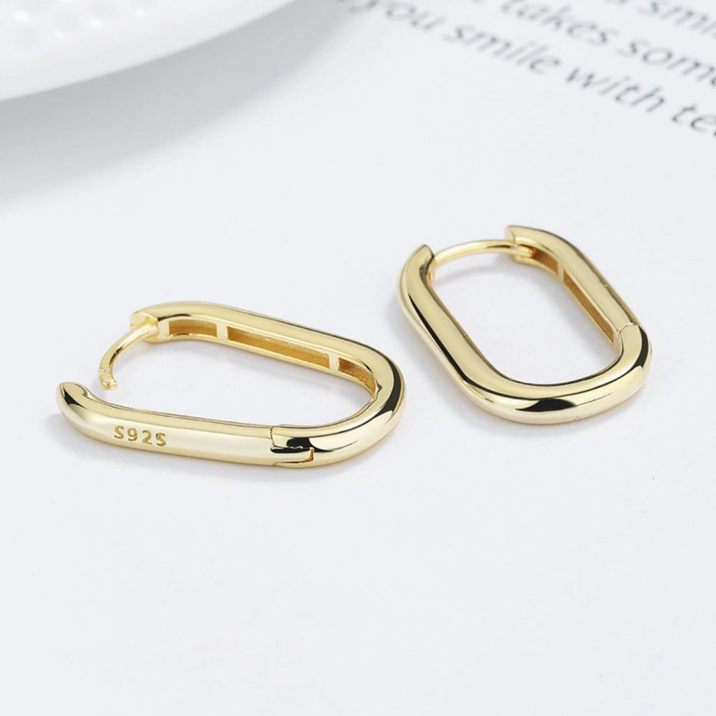 Sterling Silver Oval Huggie Hoop Earrings
