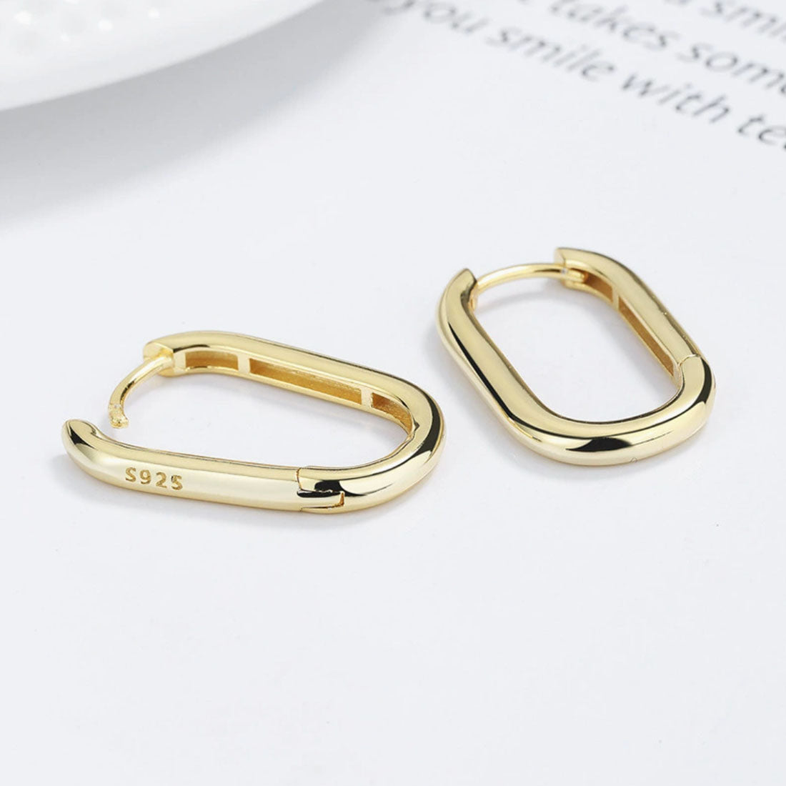 Sterling Silver Oval Huggie Hoop Earrings
