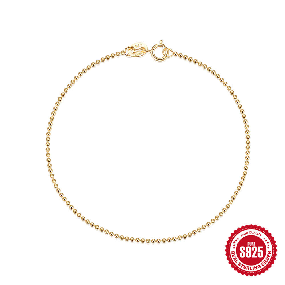 Sterling Silver Slim Bead Chain Bracelet