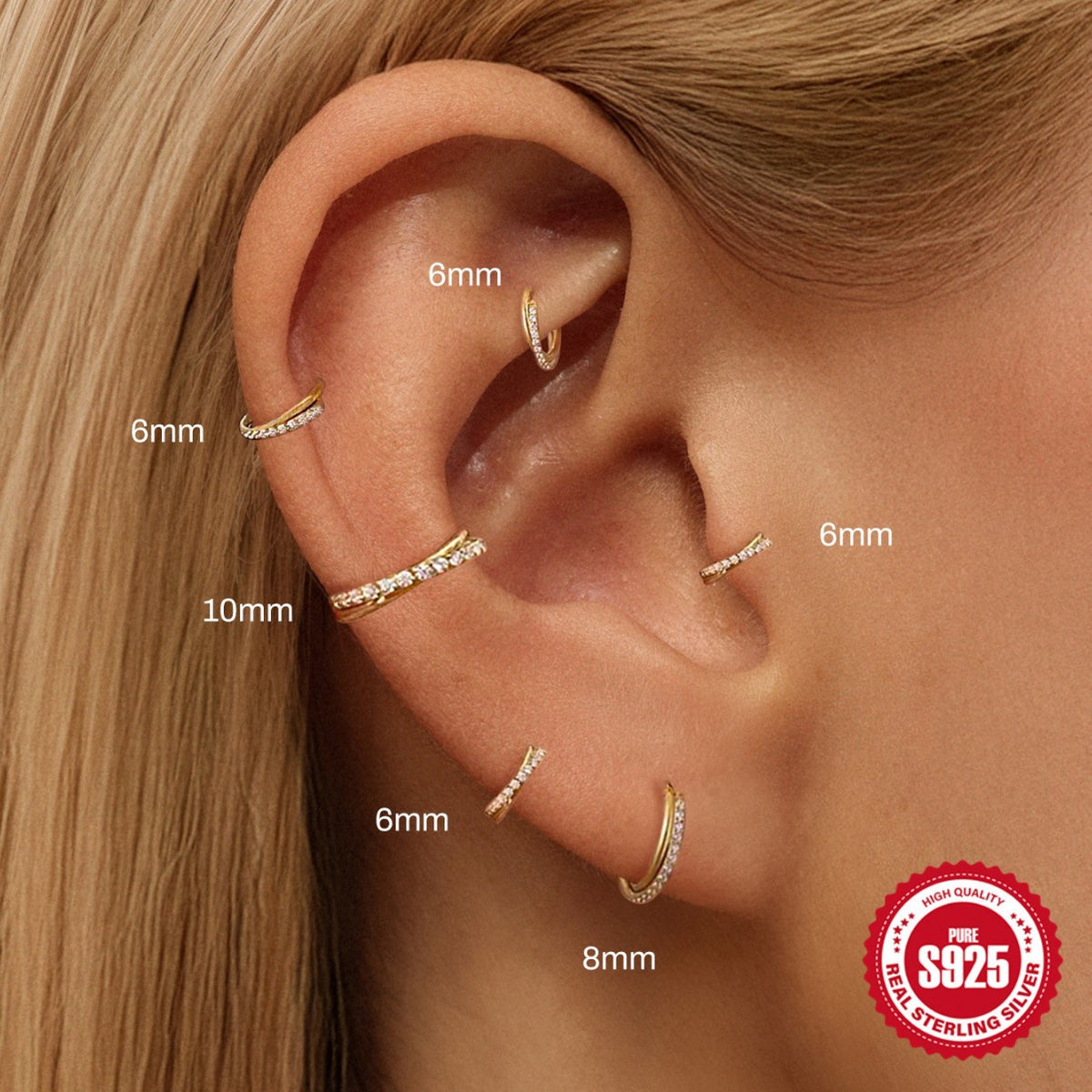Sterling Silver CZ Crossover Huggie Hoop Earrings