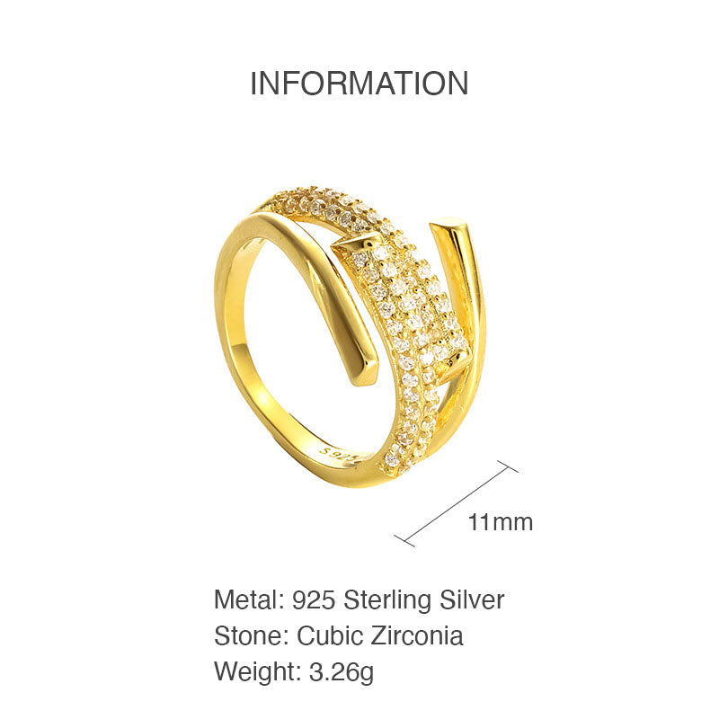Sterling Silver CZ Pavé Crossover Ring