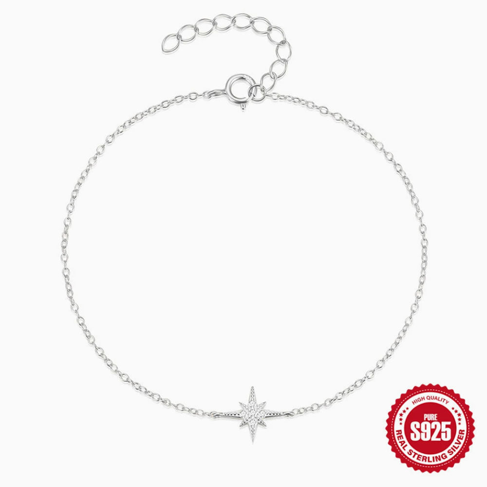 Sterling Silver CZ Star Charm Bracelet