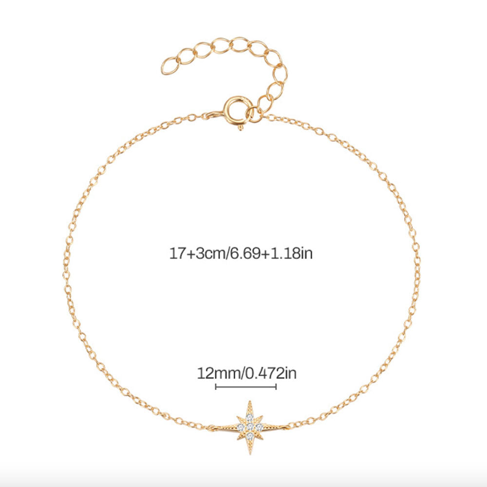 Sterling Silver CZ Star Charm Bracelet
