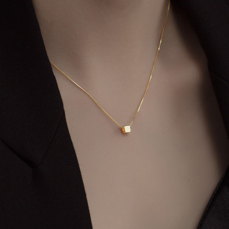 Sterling Silver Cube Pendant Necklace