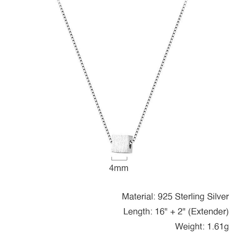 Sterling Silver Cube Pendant Necklace