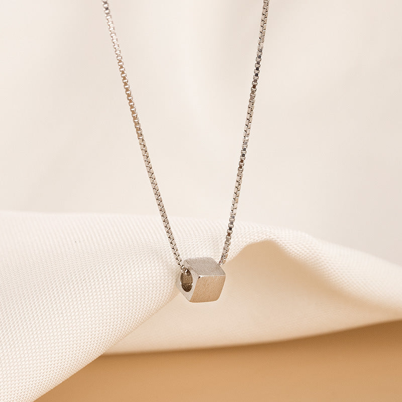 Sterling Silver Cube Pendant Necklace