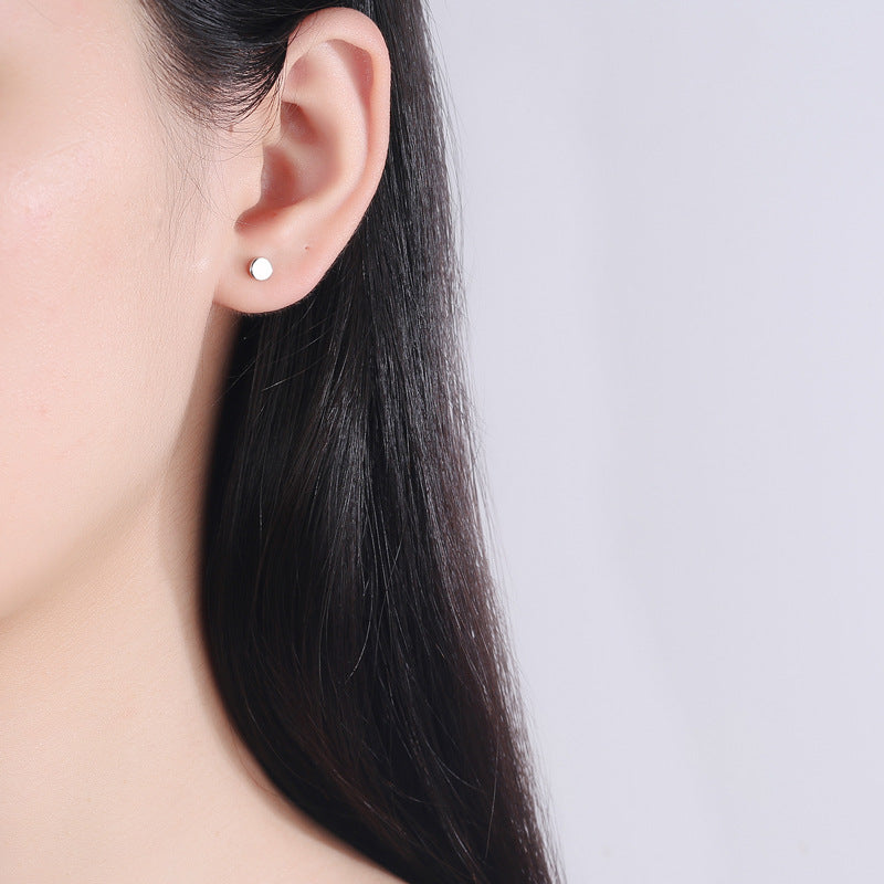 Sterling Silver Dumbbell Screw-Back Stud Earrings