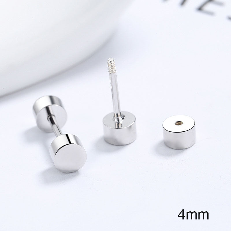 Sterling Silver Dumbbell Screw-Back Stud Earrings