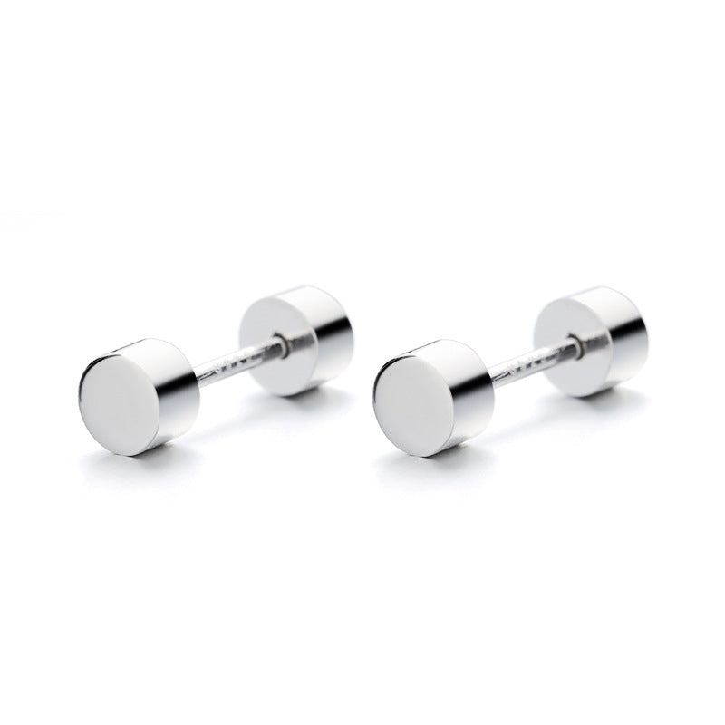 Sterling Silver Dumbbell Screw-Back Stud Earrings