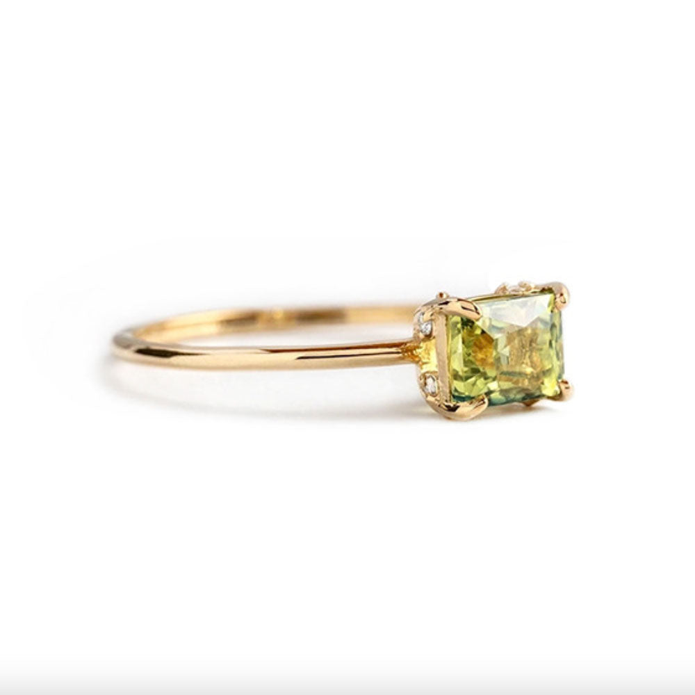 Sterling Silver Green CZ Solitaire Ring