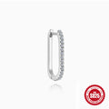 Sterling Silver Moissanite Pavé Oval Huggie Earring